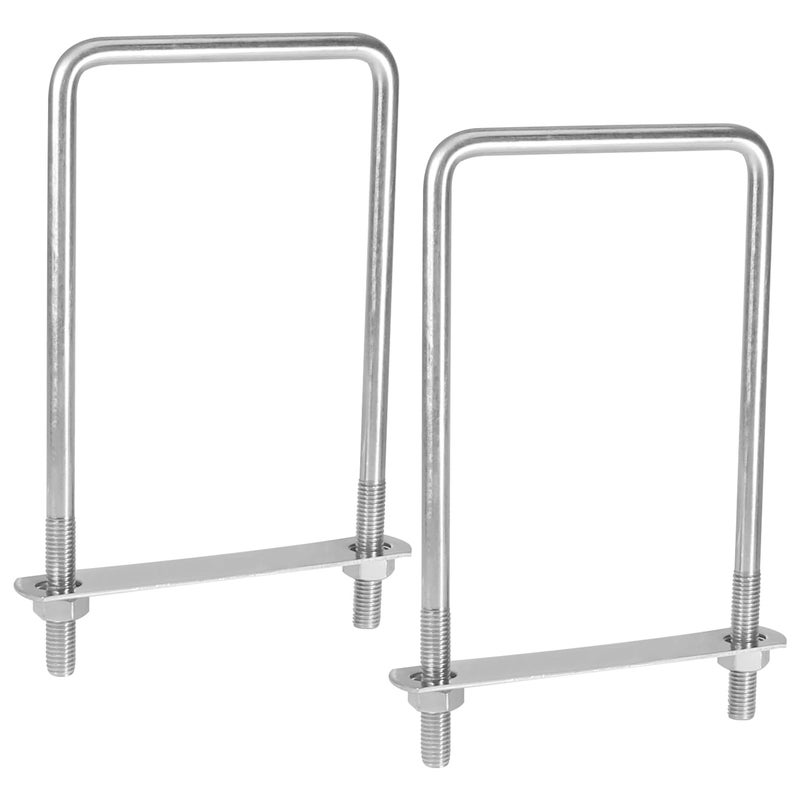 MroMax 2Pcs Square U-Bolts 4 Inch Inner Width, M10 x 100 x 200mm 304 Stainless Steel U-Bolts with Frame Plates and Nuts, 7.87 Inch Length, for Automobiles Trailer, Ski Boat, Sailboat and Trailer - Image 1
